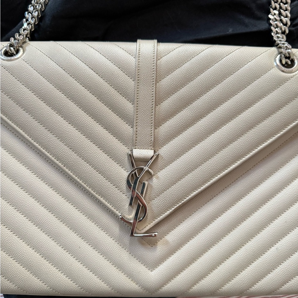 Yves Saint Laurent Ivory Quilted Shoulder Bag
